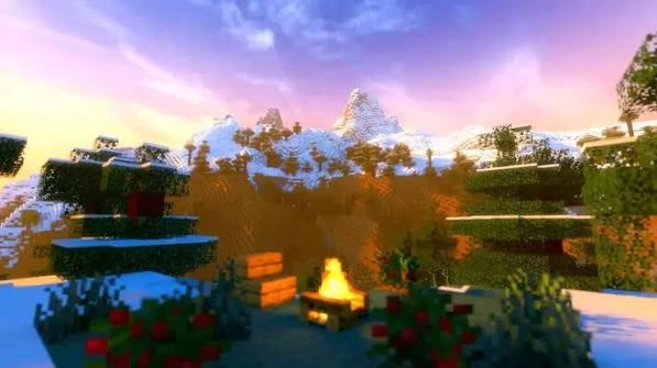 Bright Minecraft landscape used as a Fullbright Mod exploration visual